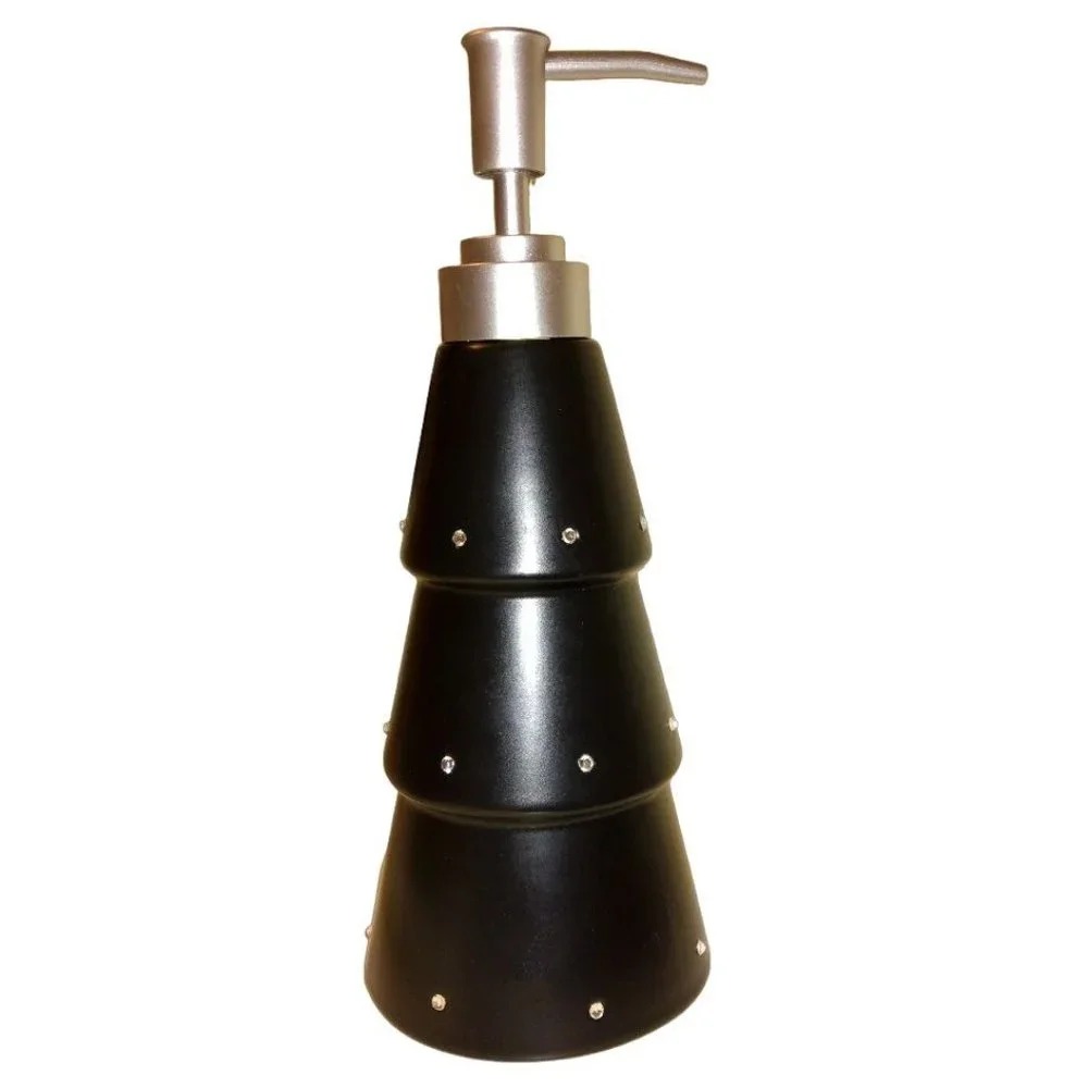 DKNY Black Tiered Rhinestone Studded Ceramic Soap Dispenser